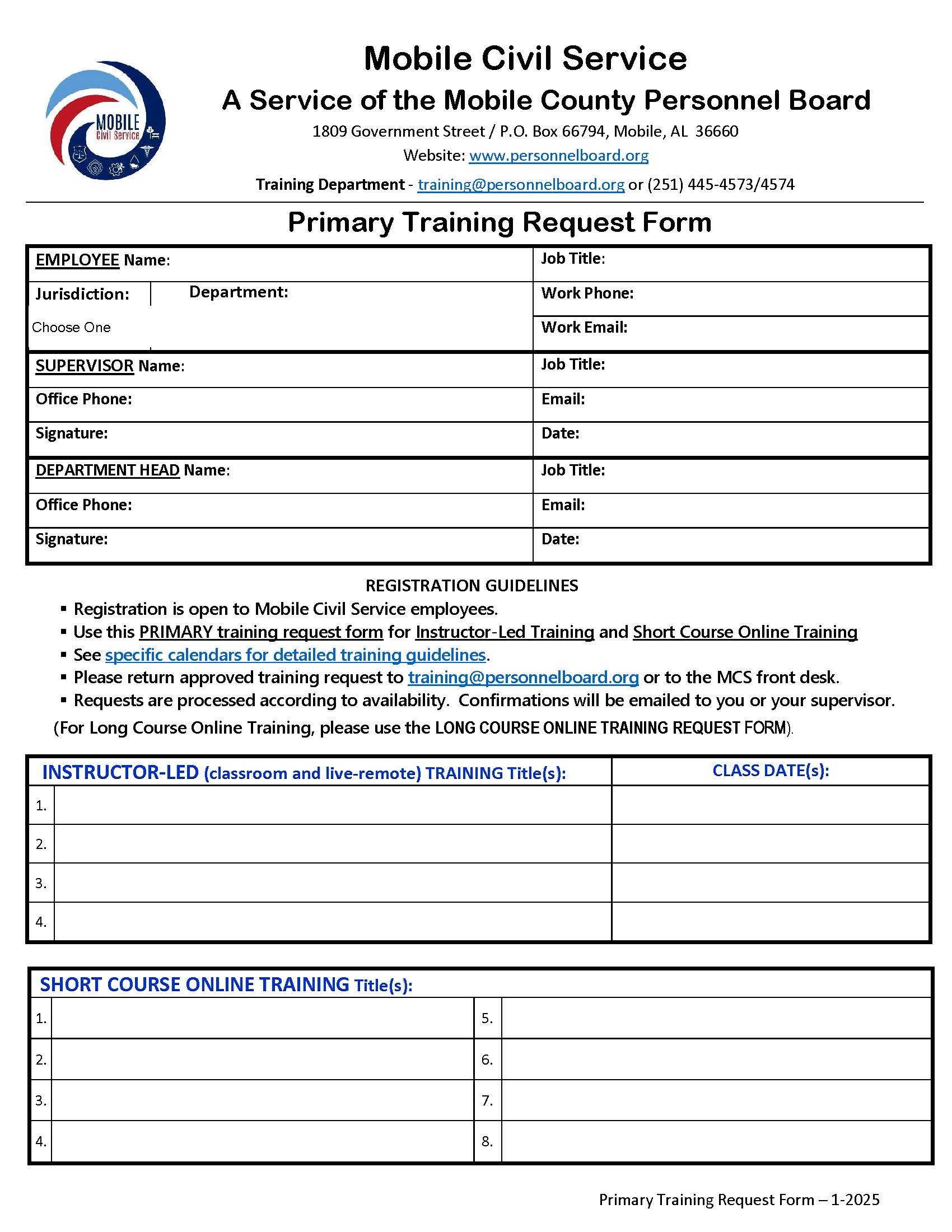 fillable primary training request form icon